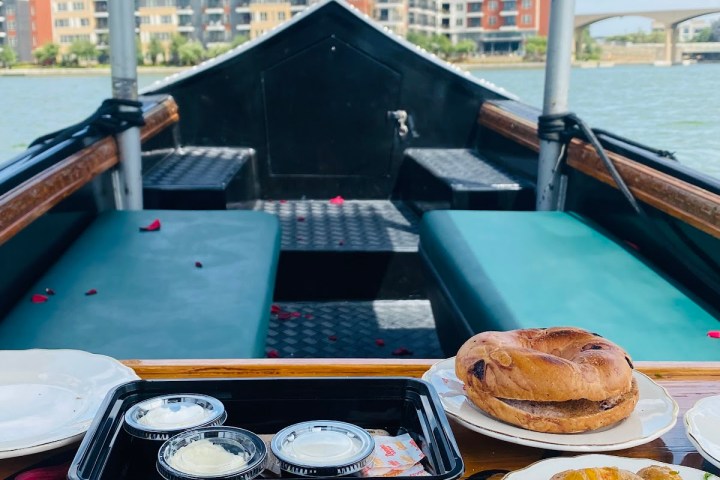 a plate of food on a picnic table