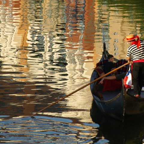 A family enjoys the canals